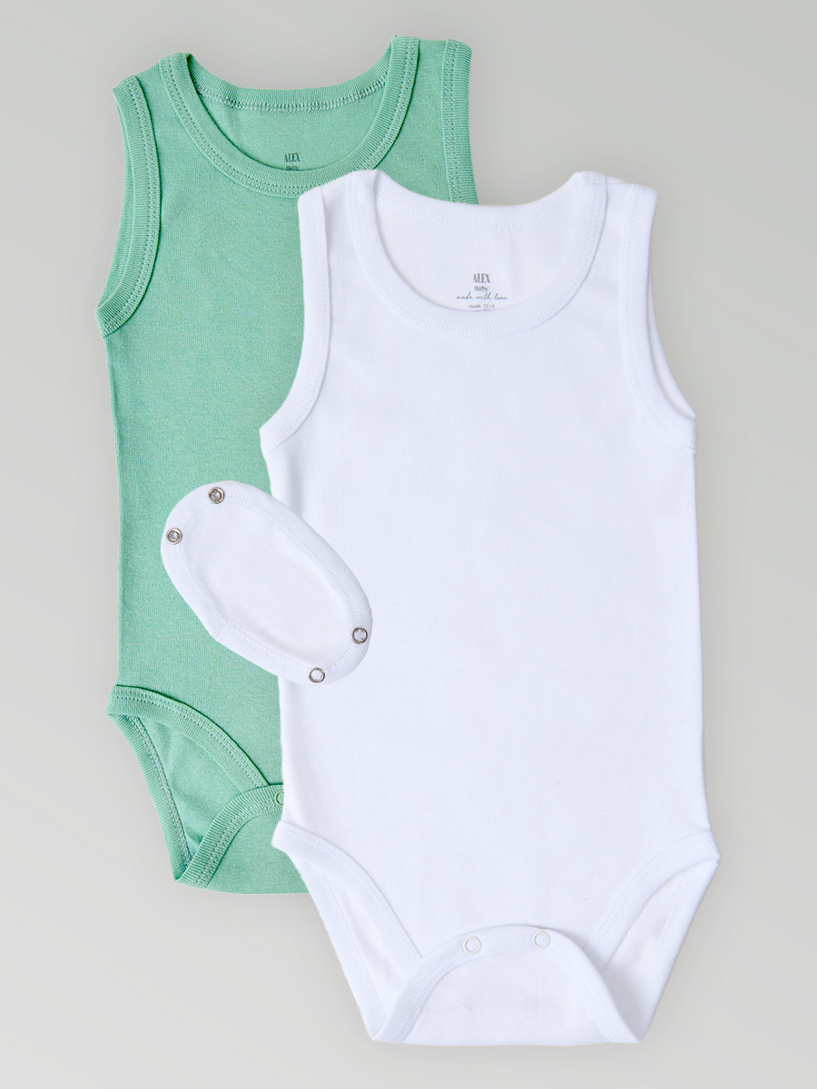 Боди 2 шт ALEX YVN Bdm2-56-белый-ментол - фото 1