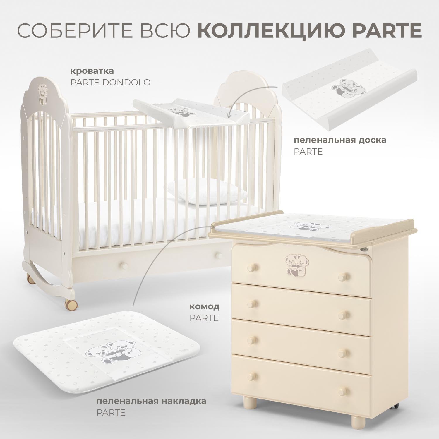 Детская кроватка Nuovita Parte dondolo, без маятника (слоновая кость) - фото 10