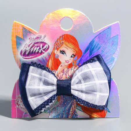 Зажим для волос WINX в клетку с синим элементом Winx