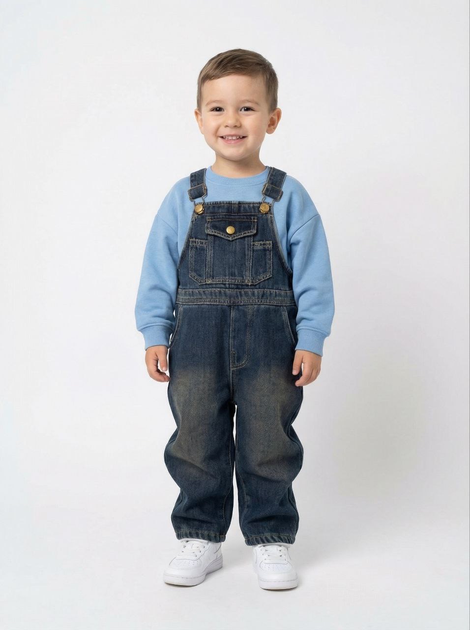 Полукомбинезон iUkoworld Джинсовый полукомбинезон на флисе детский - фото 5
