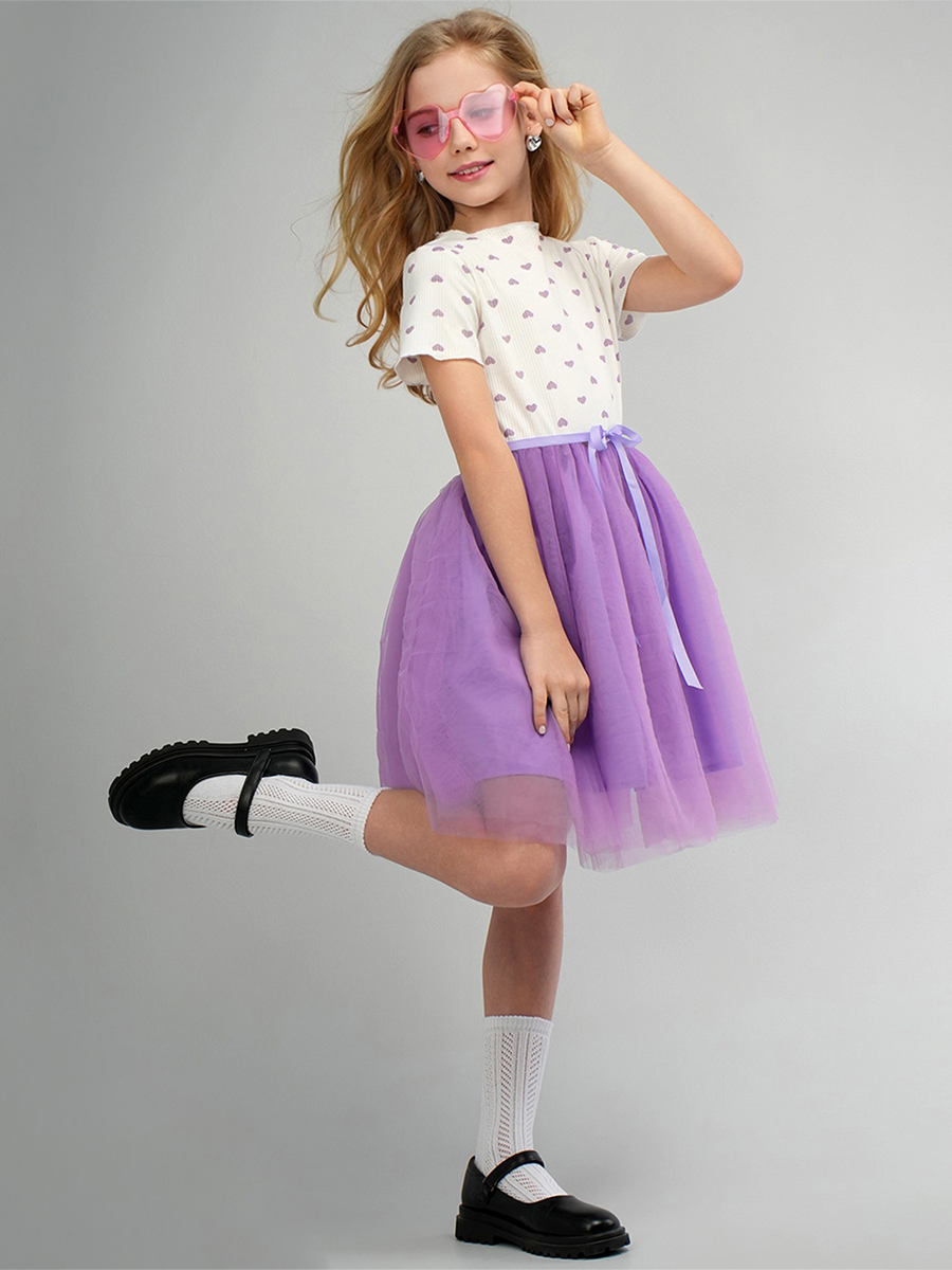 Платье HappyFox HFI3284белый.сиреневый - фото 8