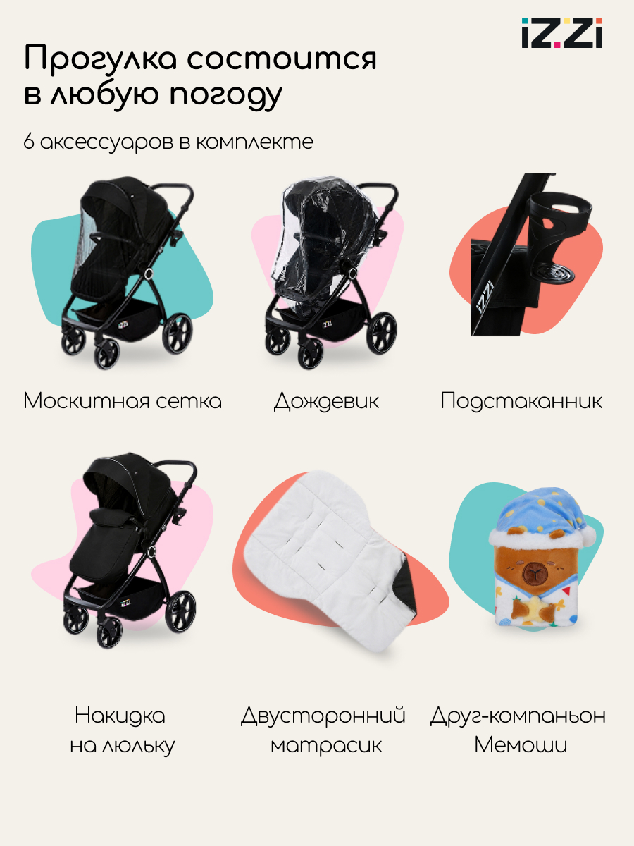 Коляска трансформер iZZi Универсальная черный - фото 6