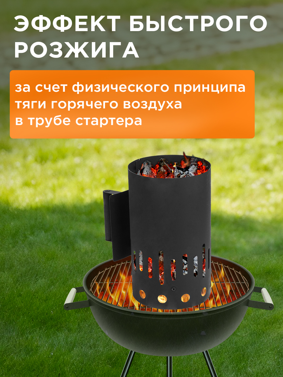 Стартер для розжига, сталь, высота 300мм, объем 6л - фото 4