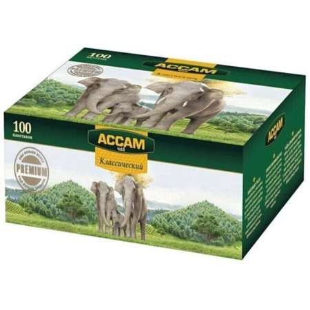 Чай листовой Ассам черный индийский гранулированный Ассам Классический Premium 100 пакетиков