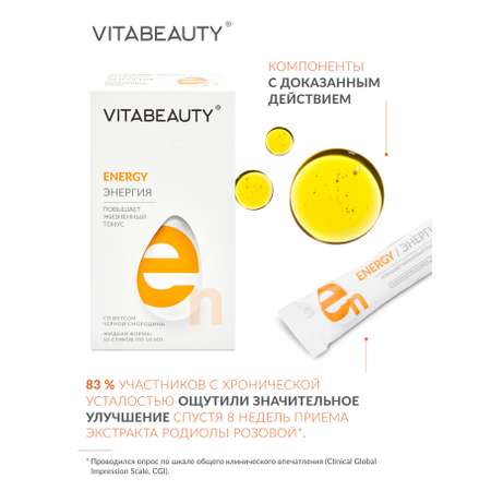 Сироп VITABEAUTY Energy 10 стиков по 10 мл.