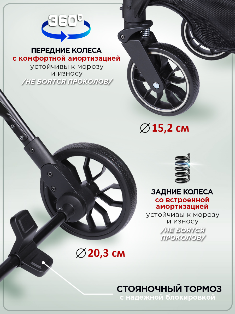 Коляска прогулочная BabyCare Venetto Оливковый хаки - фото 5