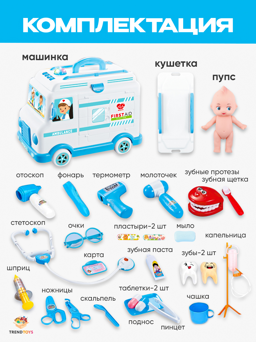 Игрушка TrendToys Доктор с машинкой скорой помощи 30 предм. - фото 5