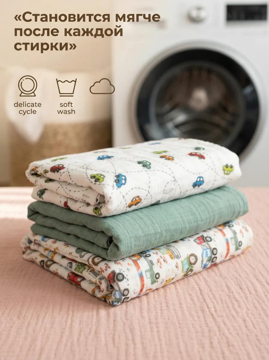 Пелёнка Сонный ежик муслиновые муслин 90х120 см 3 шт. - фото 4