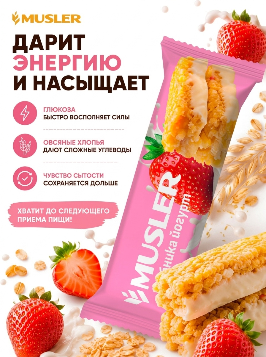 Злаковые батончики мюсли MUSLER Батончик 25 шт - фото 2