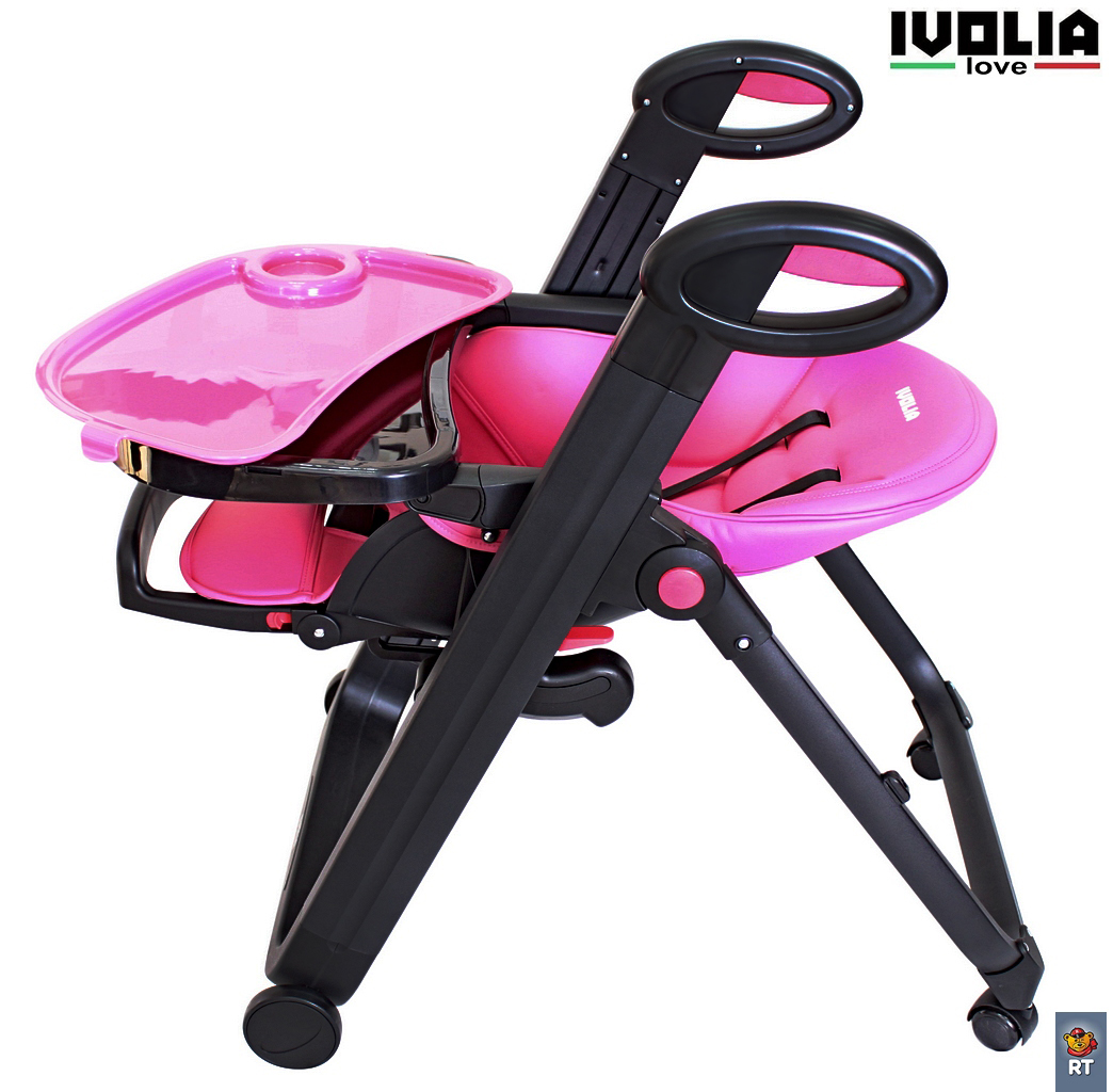 Стульчик для кормления Ivolia LOVE 02 4 колеса pink трансформер - фото 8
