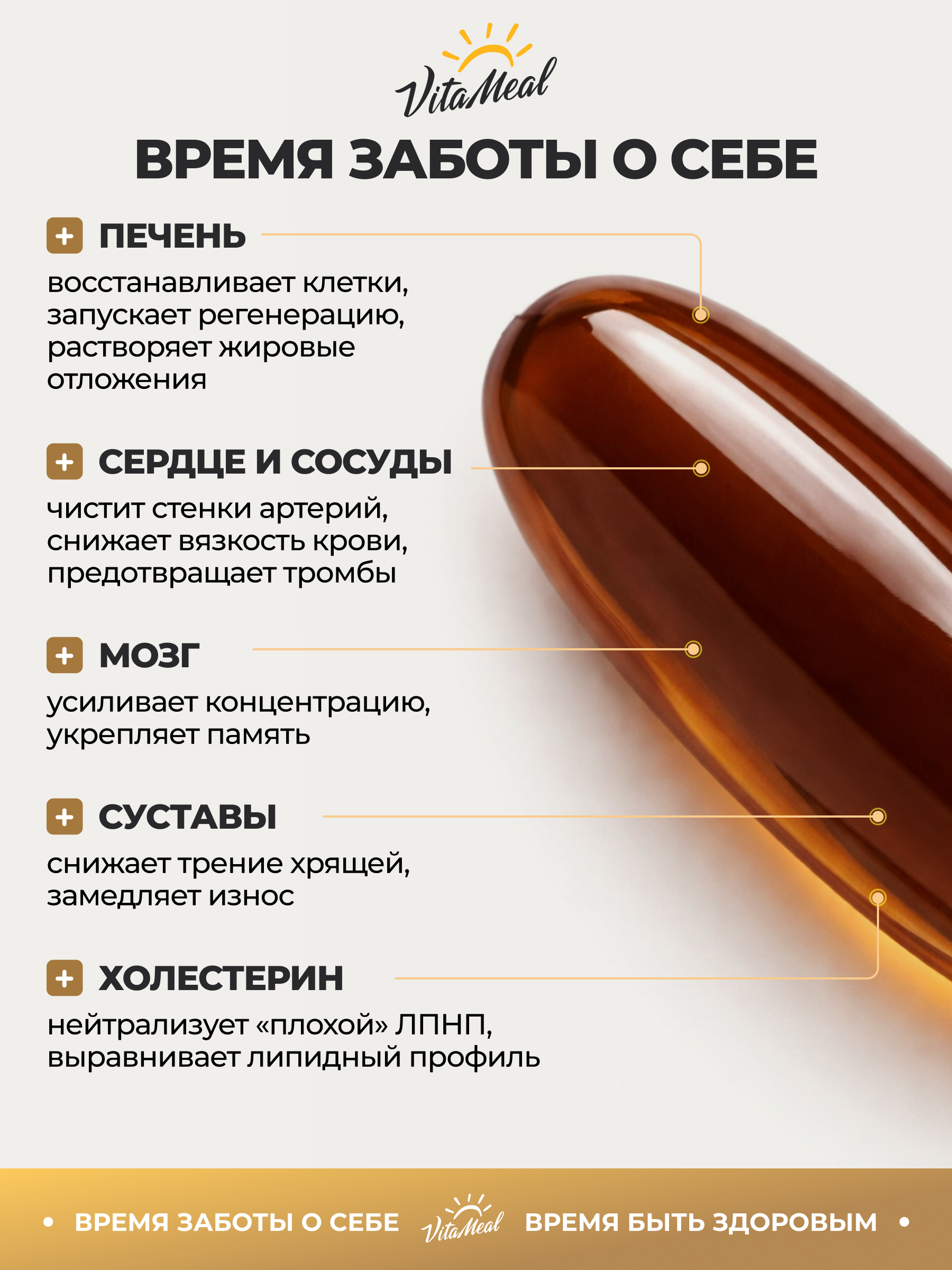 Биологически активная добавка VitaMeal Лецитин подсолнечника 2000 мг для печени и работы сердца 120 капсул - фото 2