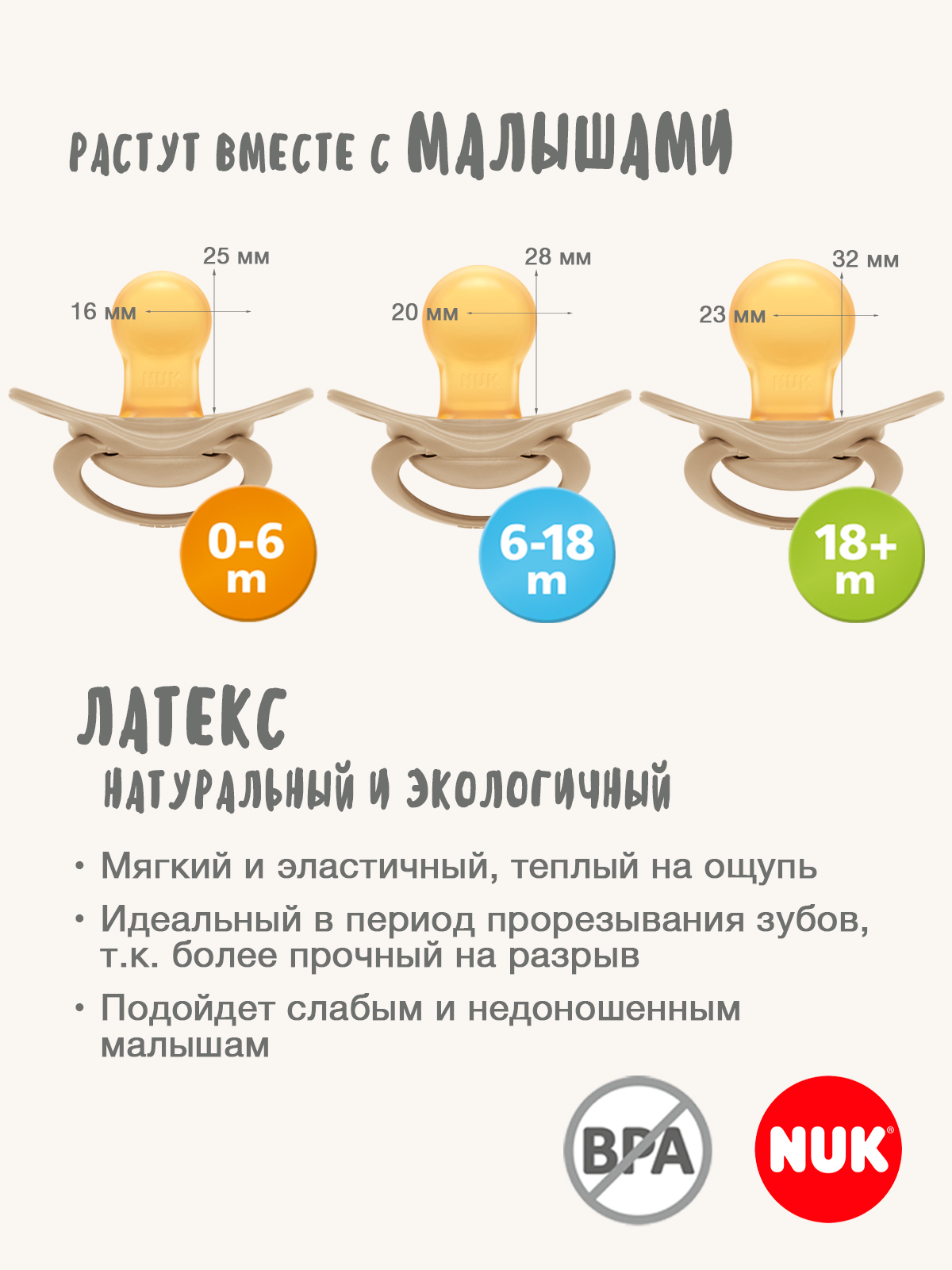 Пустышка Nuk латекс ортодонтическая от 0 мес. 2 шт. - фото 10