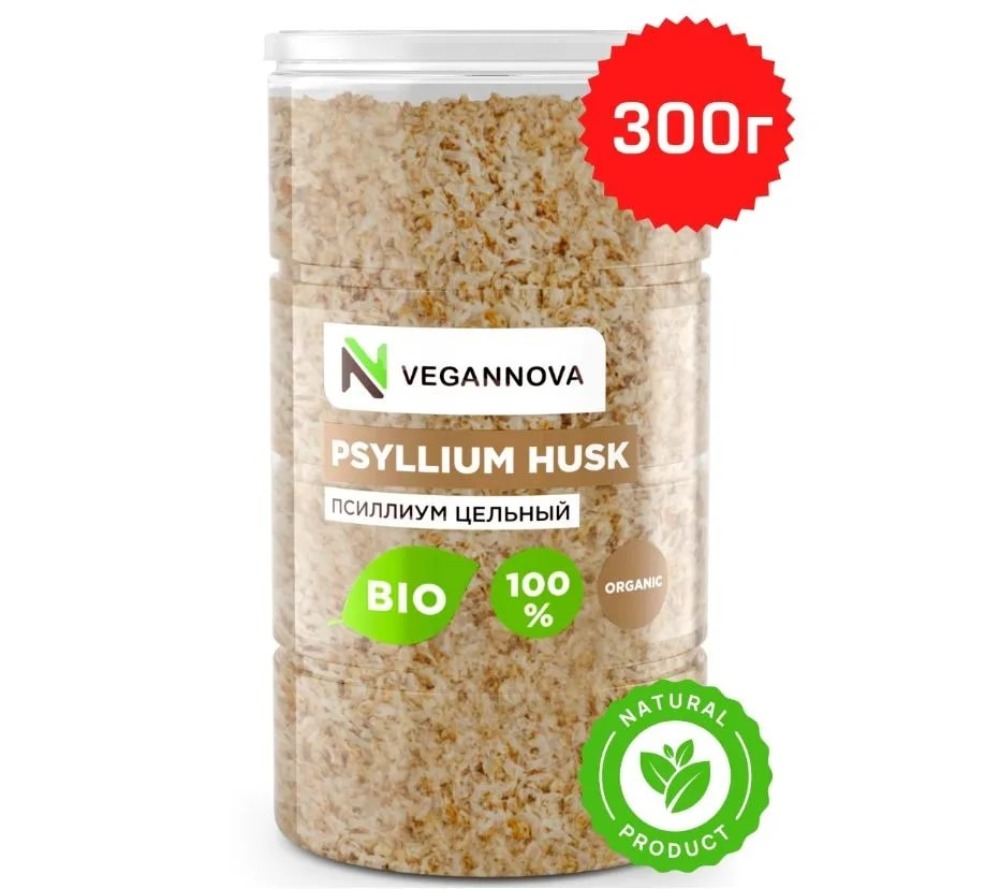Псиллиум VeganNova шелуха подорожника Клетчатка банка 300 г - фото 1