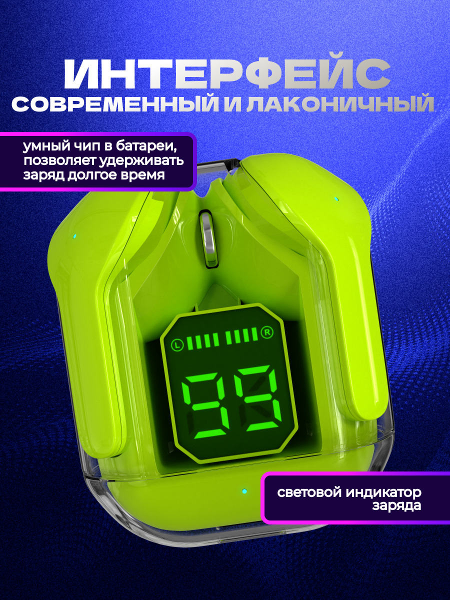 Наушники TWS More Choice Green - фото 4