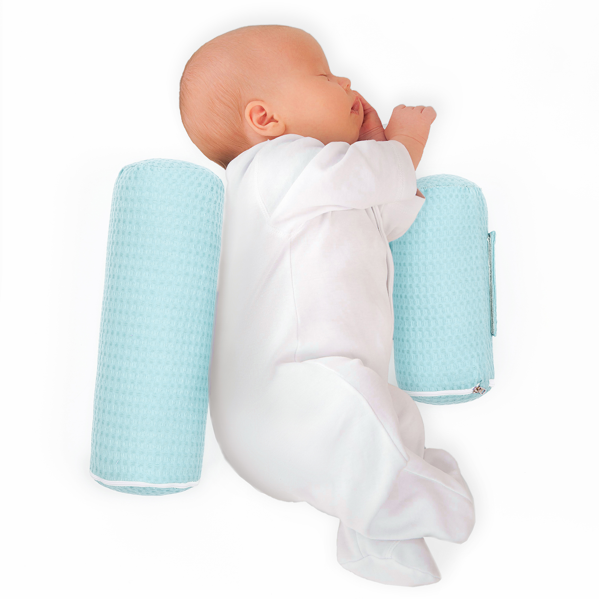 Подушка для боковой поддержки AmaroBaby Nature Waffle с лузгой гречихи голубой - фото 7