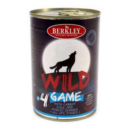 Консервы для собак Berkley 400г Wild №4 дичь с морковью капустой и лесными ягодами