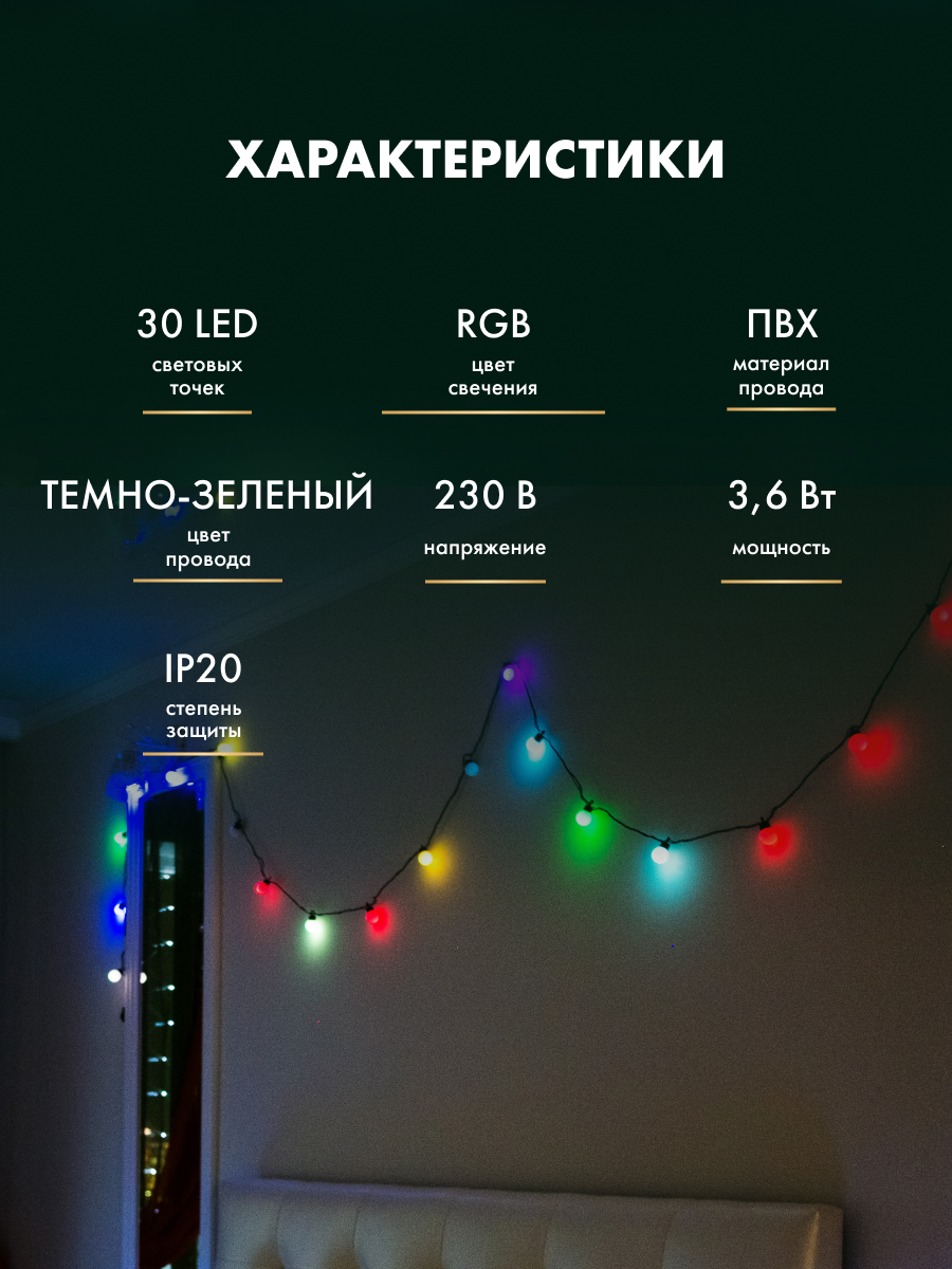Светодиодная гирлянда NEON-NIGHT 18 мм с эффектом смены цветов RGB - фото 6