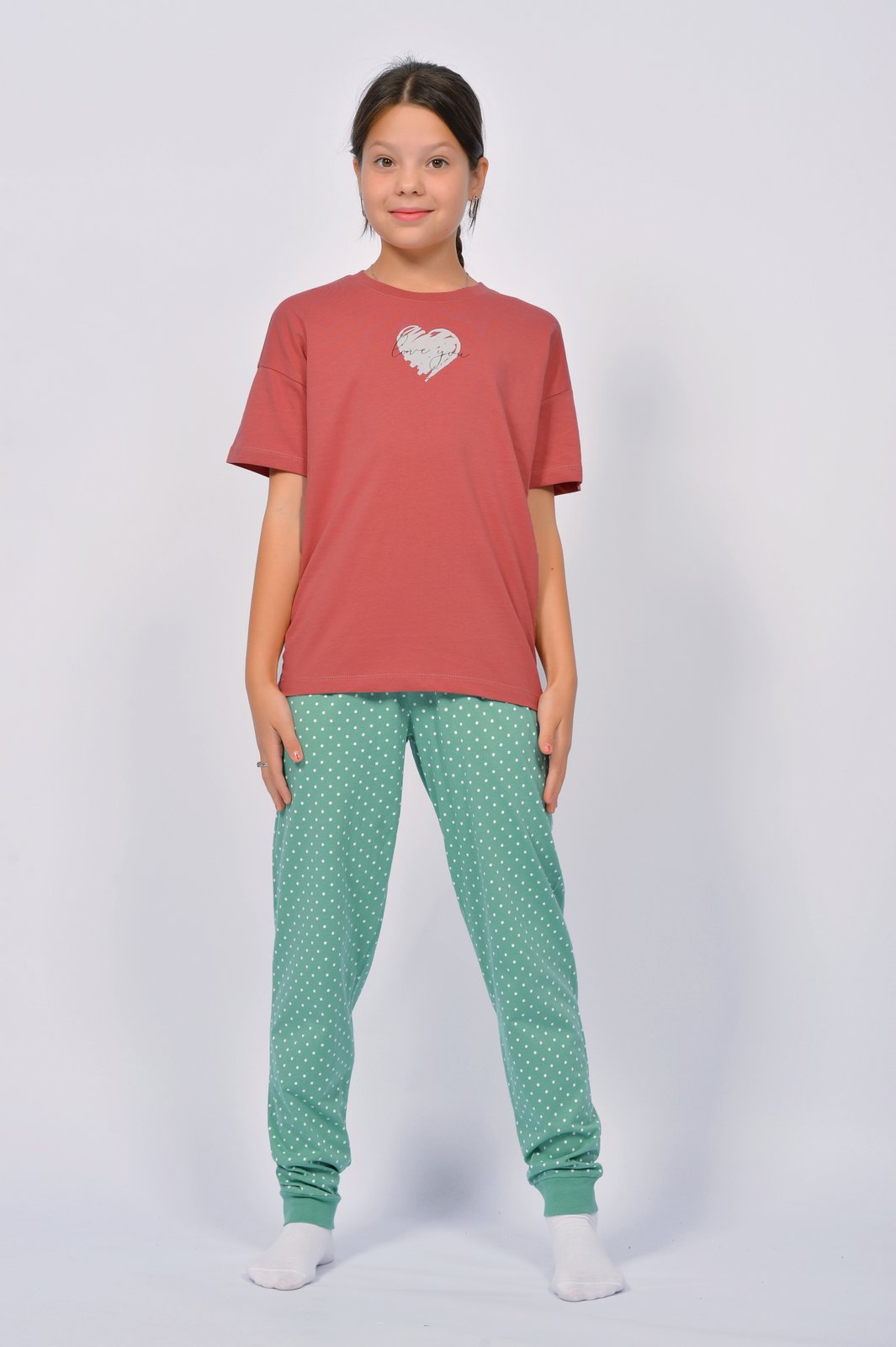 Пижама Lets Go 91277_каштановый/оливковый - фото 4