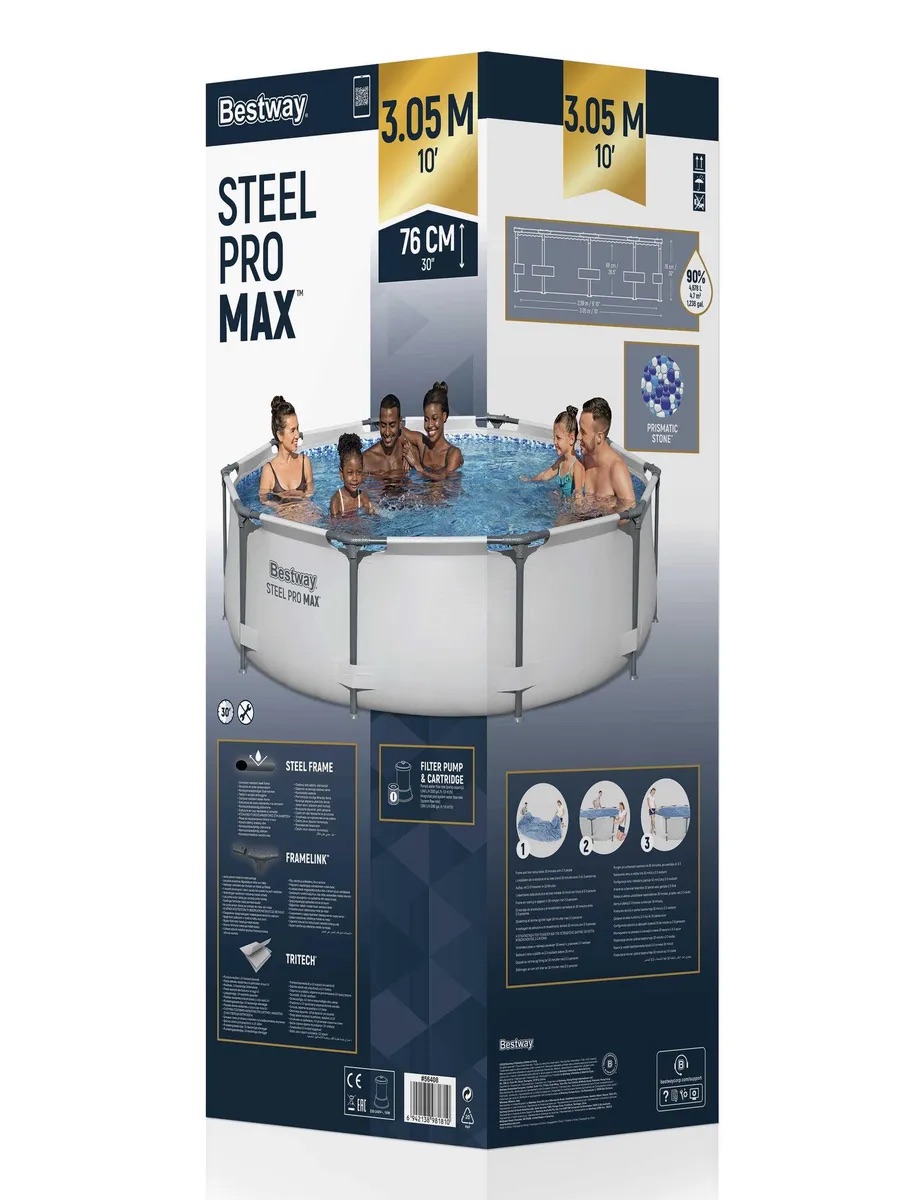 Бассейн каркасный Bestway Steel Pro MAX 305х76 см 4678 л с фильтр-насосом - фото 10