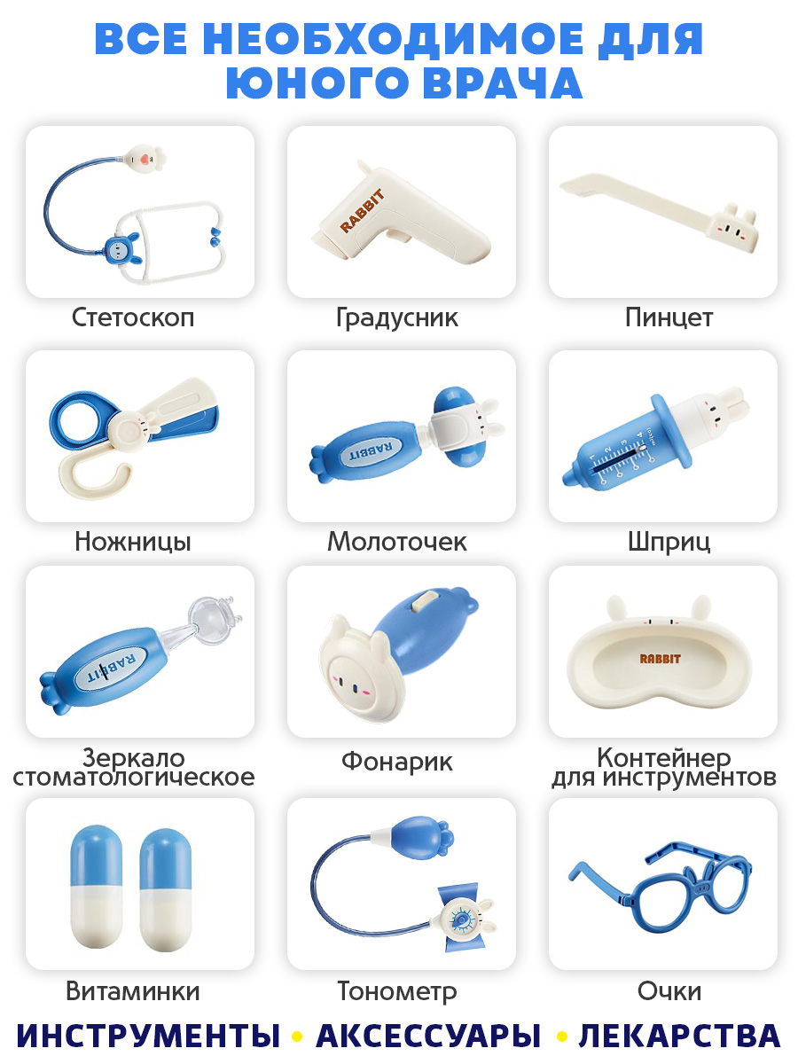 Игрушка TIPTOPOLIS Доктор Набор синий 13 предм. - фото 2