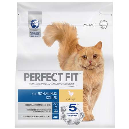 Корм сухой для кошек PerfectFit 1.2кг с курицей живущих в домашних условиях