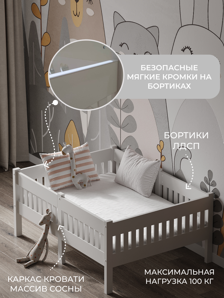 Кровать односпальная Moms charm Бортики (белый) - фото 5