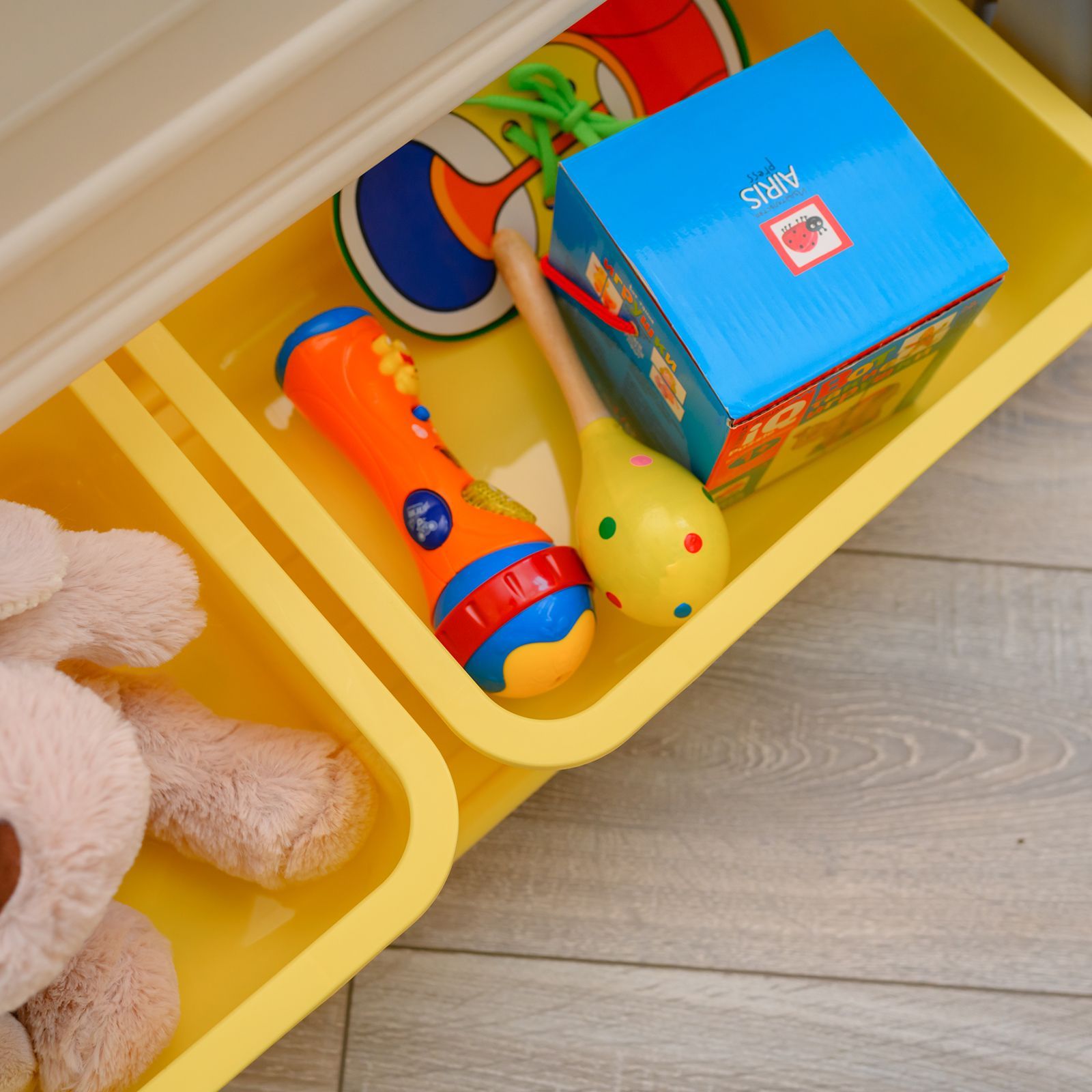 Стеллаж для книг UNIX Kids Yellow для хранения игрушек детский из пластика 2 полки + 2 ящика - фото 13