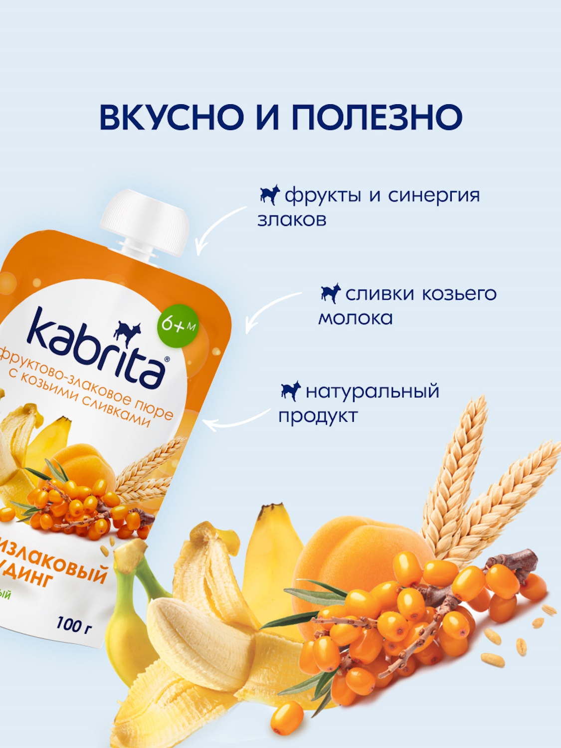 Пюре Kabrita Пудинг Мультизлаковый с облепихой с 6 мес 100 г - фото 3