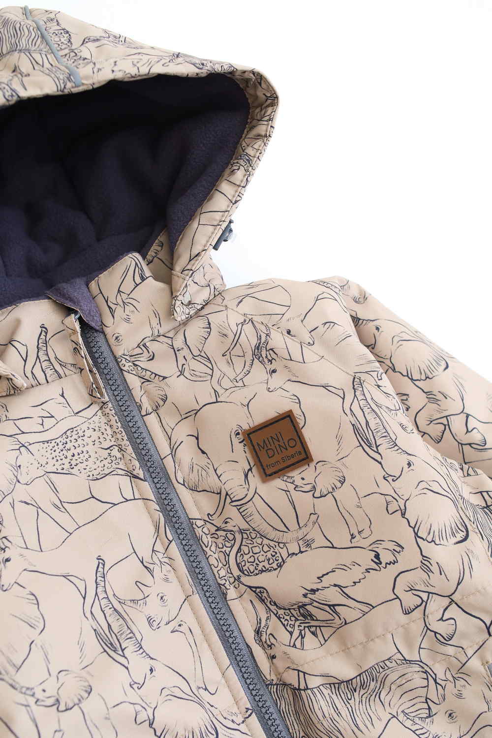 Парка MINIDINO В-К-034/ДПарка детская еврозима принт Сафари темно-бежевый - фото 3