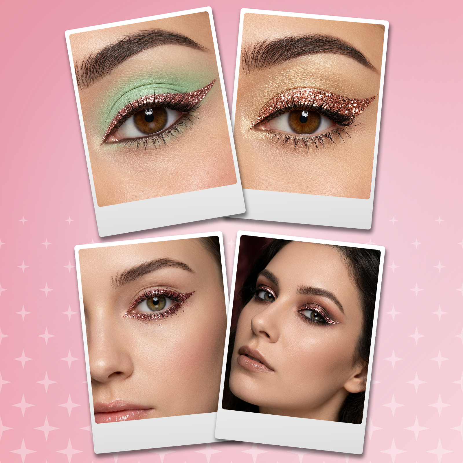 Цветная глиттерная подводка с блестками ХОББИЛАБ для макияжа глаз розовое золото с кисточкой - фото 6