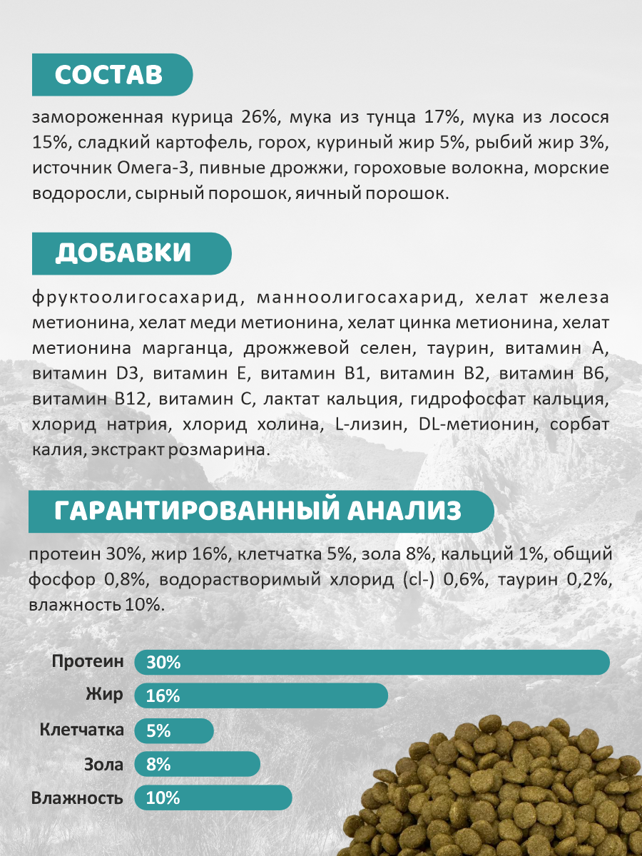 Сухой корм для кошек беззерновой Paddy Time Курица с рыбой 3.6 кг - фото 5