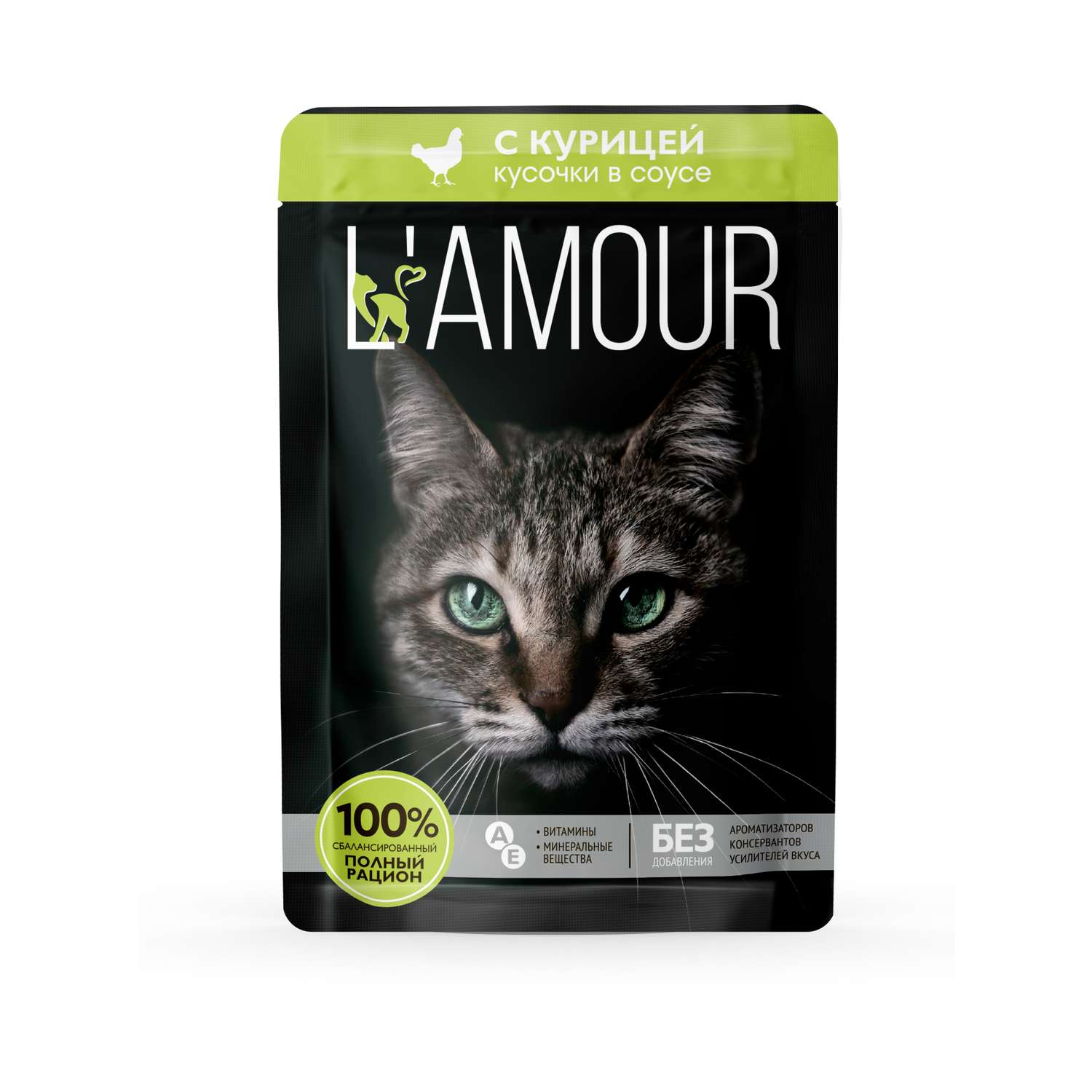 Корм для кошек LAMOUR влажный с курицей в соусе 75г - фото 1