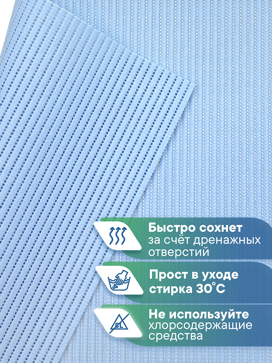 Коврик для ванной VILINA голубой 65 x 90 см 1 шт. - фото 4