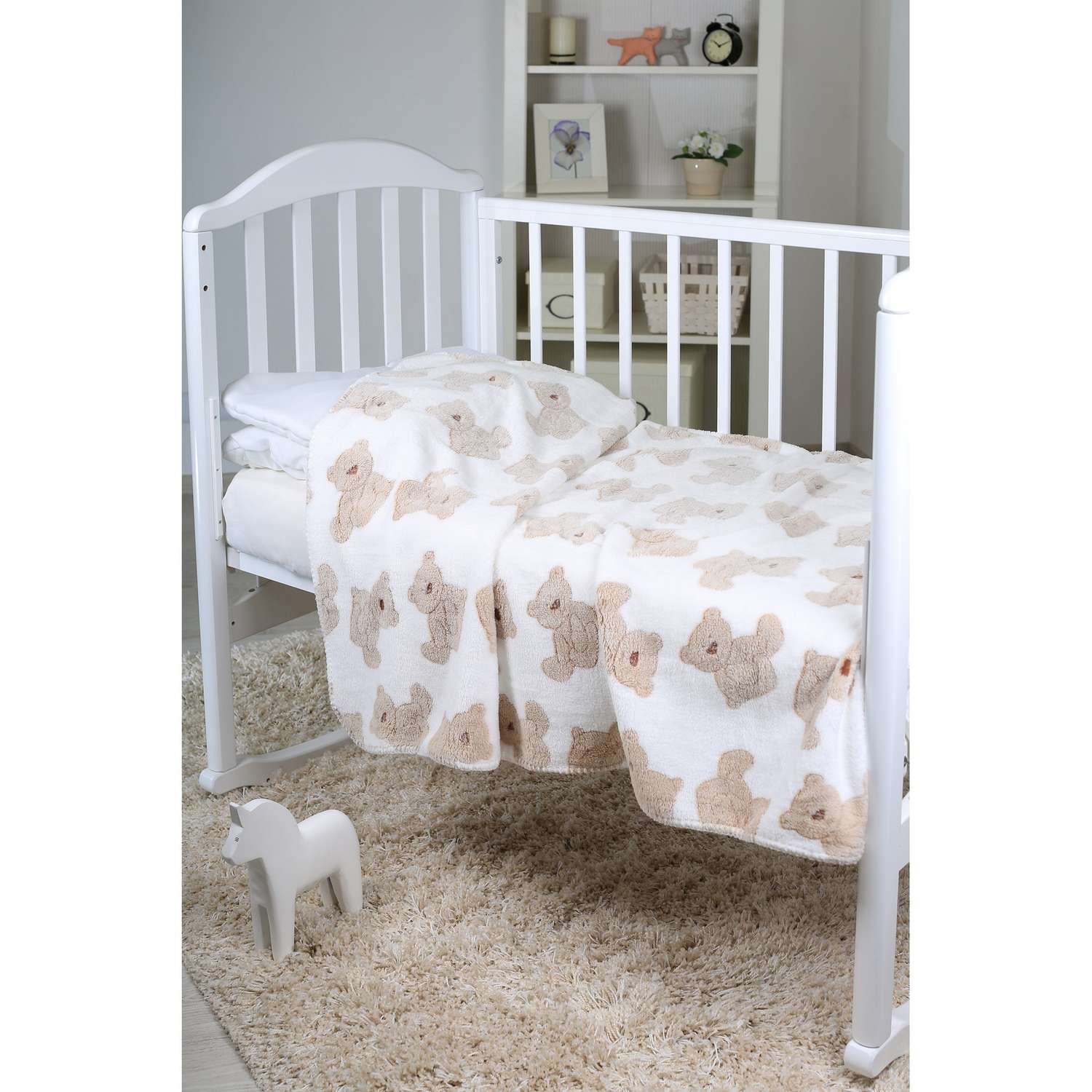 Плед Baby Nice Мишки Бежевый-Белый DMV651384/1 - фото 5