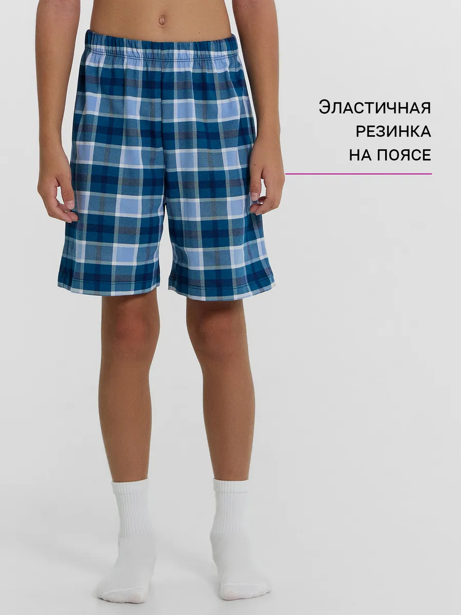 Футболка и шорты Mark Formelle (Марк Формэль) 563322-1/сине -бирюзовый +сине -бирюзовая клетка - фото 5