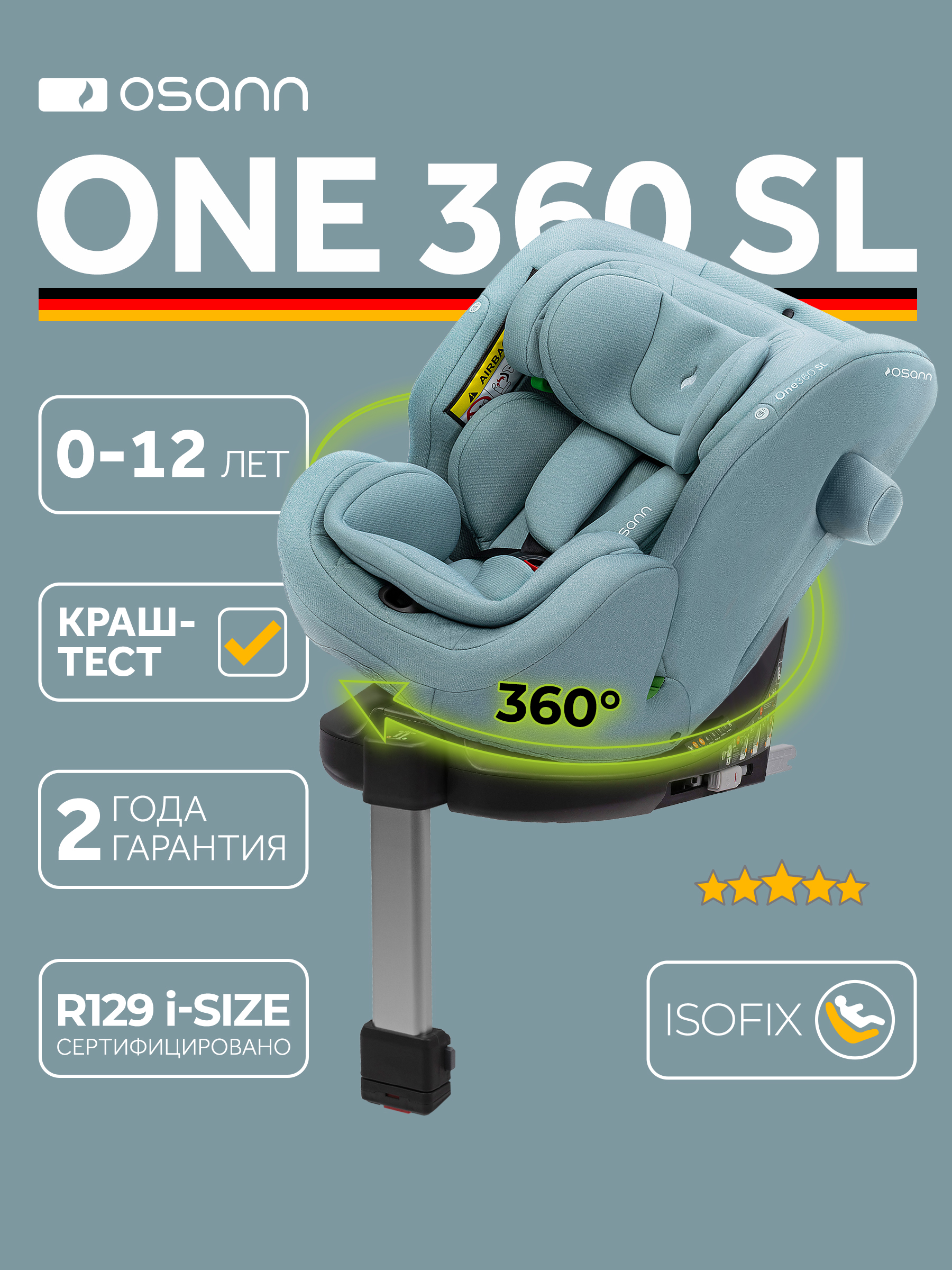 Изображение товара Автокресло Osann ONE360 SL Sky 0-36 кг Isofix 360°