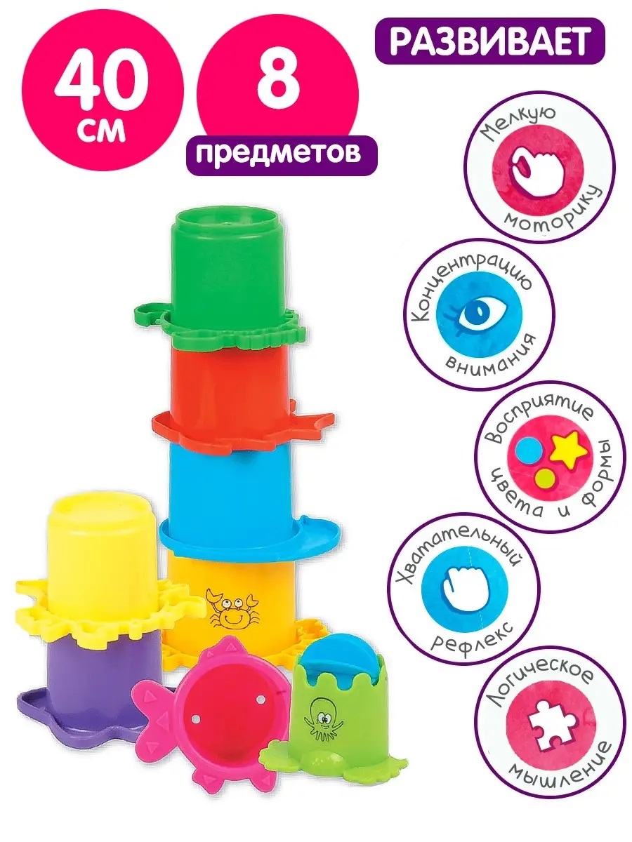 Игрушка Mioshi пирамидка набор для купания 40 см - фото 1