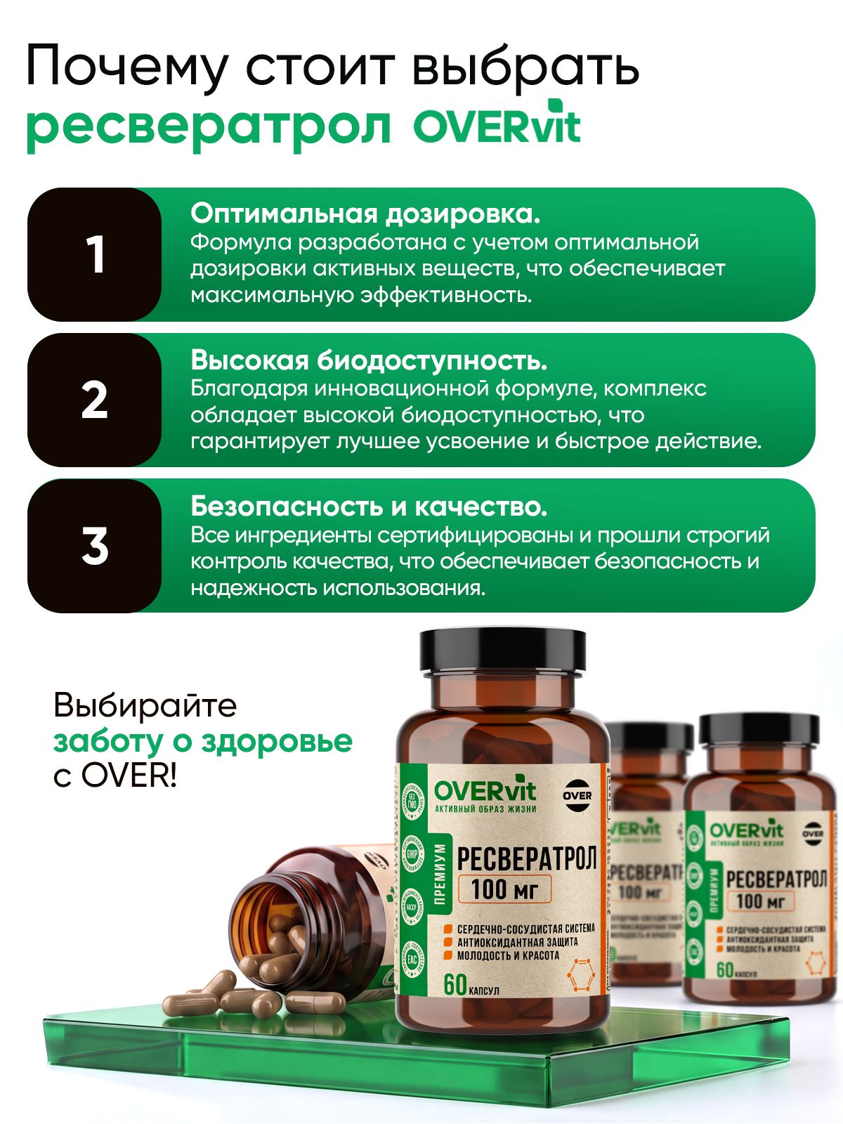 Ресвератрол 100 мг OVER БАД для молодости сердца и сосудов 60 капсул - фото 6