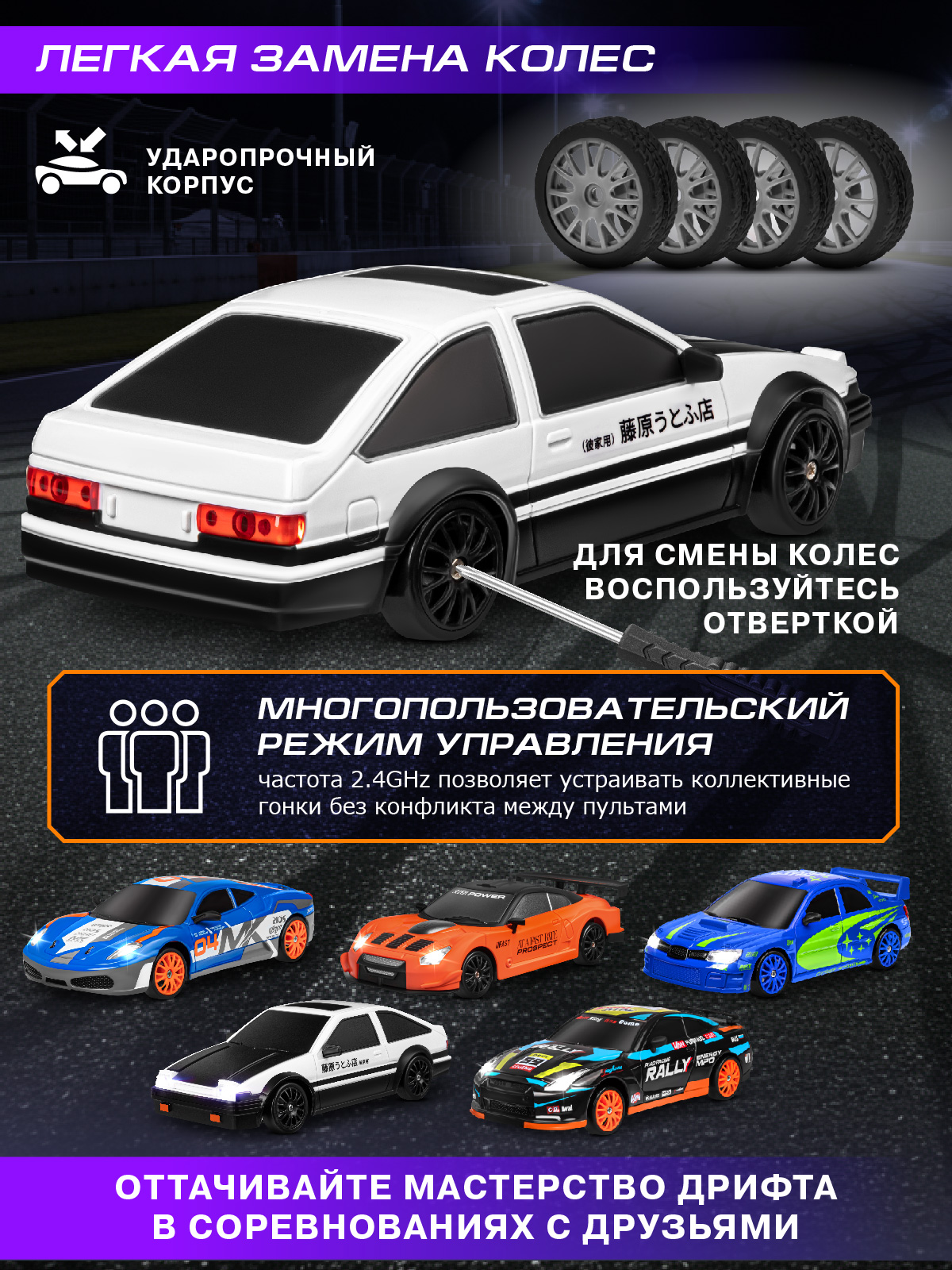 Автомобиль РУ AUTODRIVE для дрифта 1:24 - фото 5