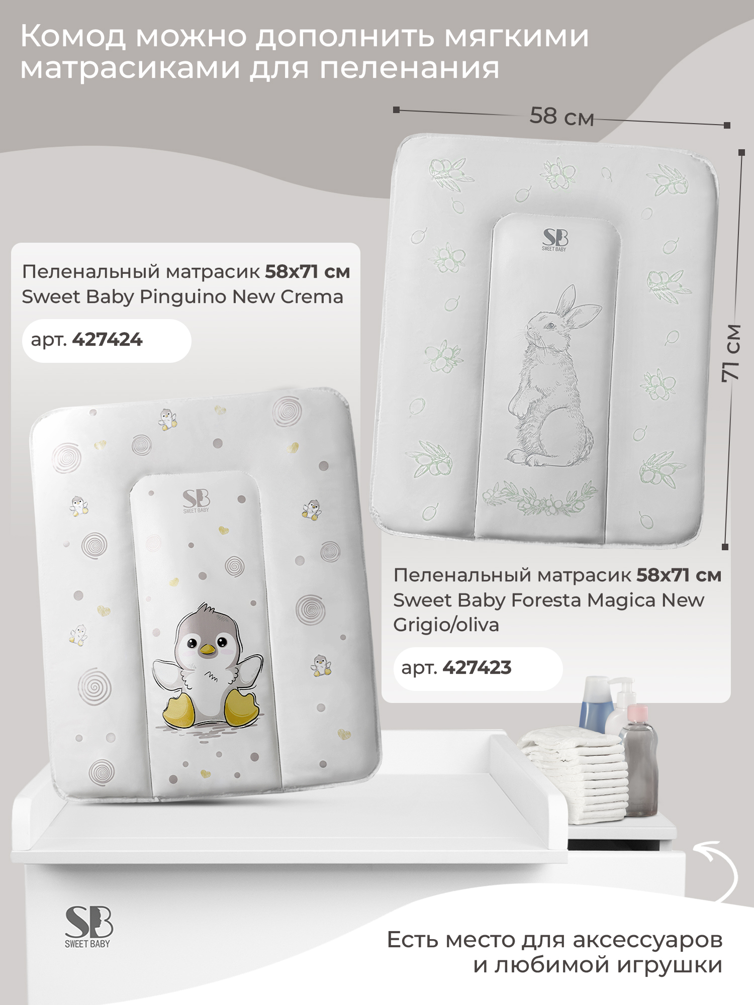 Комод пеленальный Sweet Baby Arte (белый) - фото 9