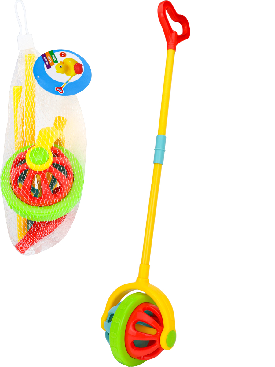 Игрушка Рыжий кот каталка Шар с колокольчиком - фото 1