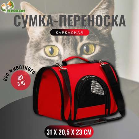 Сумка-переноска Пижон с 2 входами 31х20.5х23 см красная
