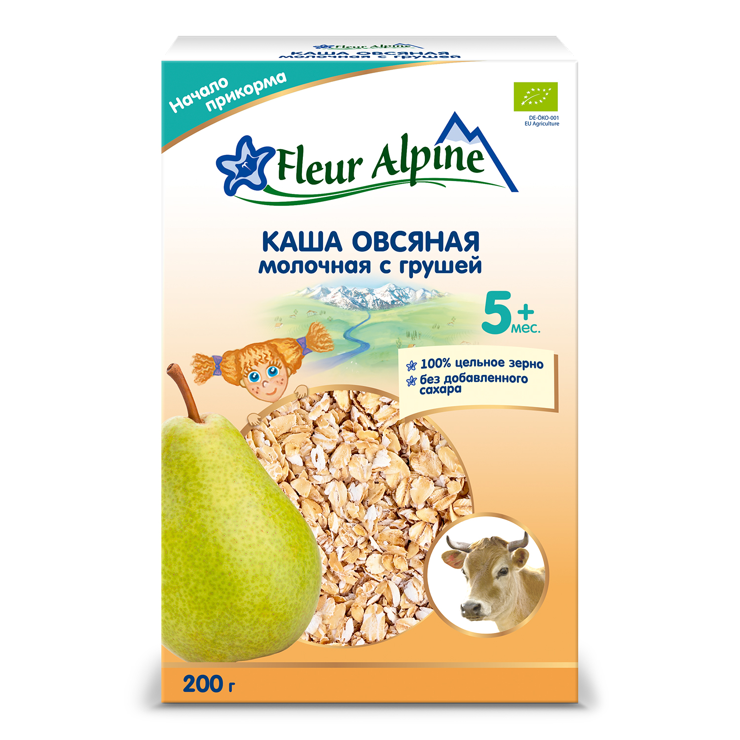 Каша Fleur Alpine овсяная груша на молоке 200г 5месяцев - фото 1