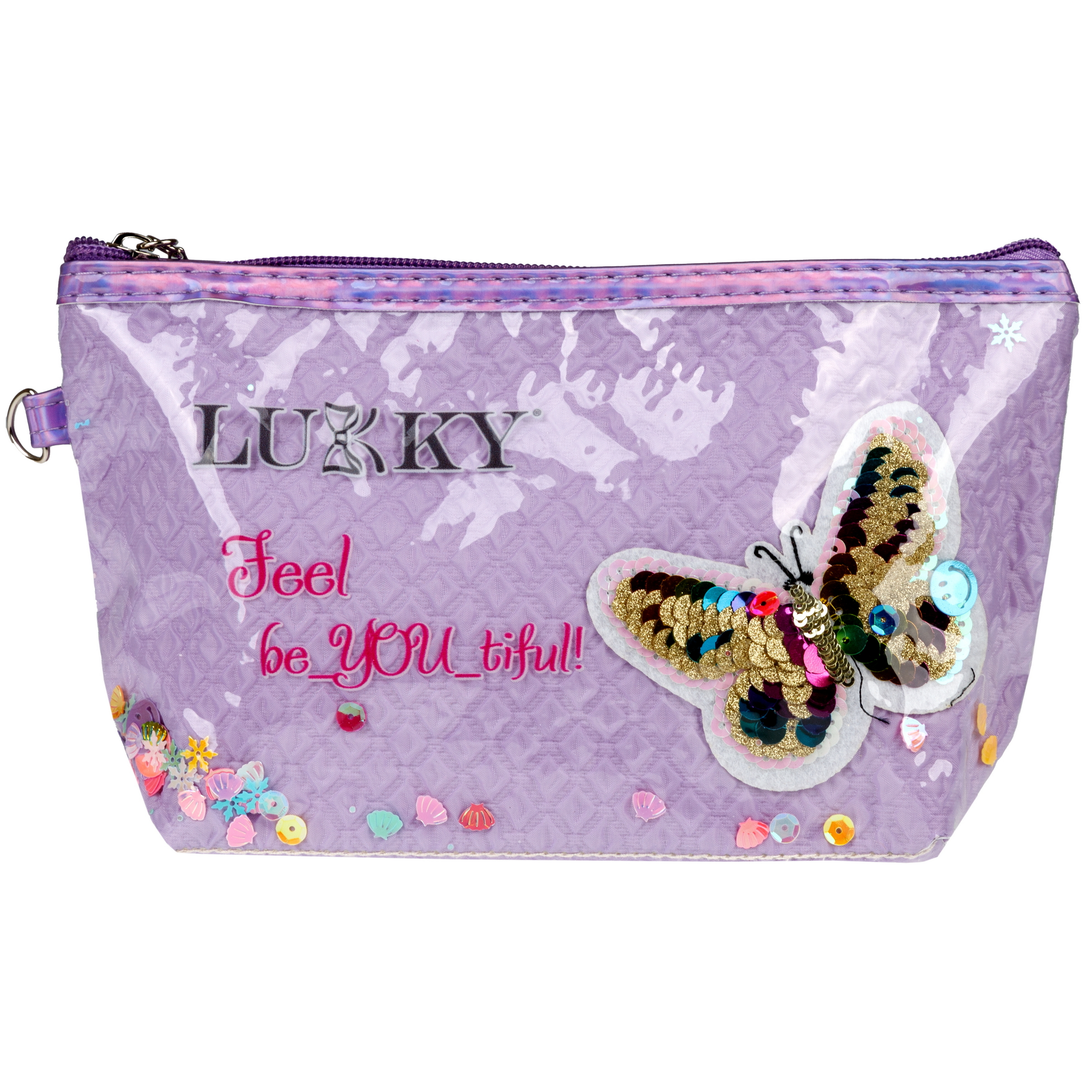 Косметичка LUKKY Love Butterfly с вышивкой и подвижными блёстками 22х 14х 6 см - фото 4