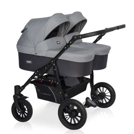 Коляска 2в1 для двойни Riko Basic Saxo серый