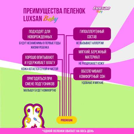Пелёнки одноразовые Luxsan 60х60 см 5 шт.