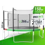Батут каркасный Simple 12 ft UNIX line Color с внутренней защитной сеткой общий диаметр 366 см до 150 кг