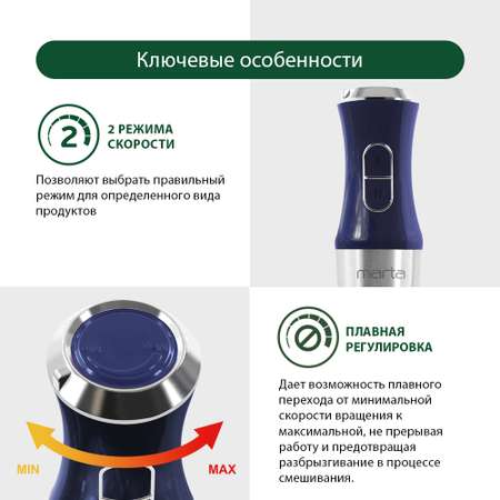 Кухонный процессор MARTA MT-1566 синий сапфир