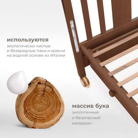 Детская кроватка Nuovita прямоугольная, без маятника (темный орех)