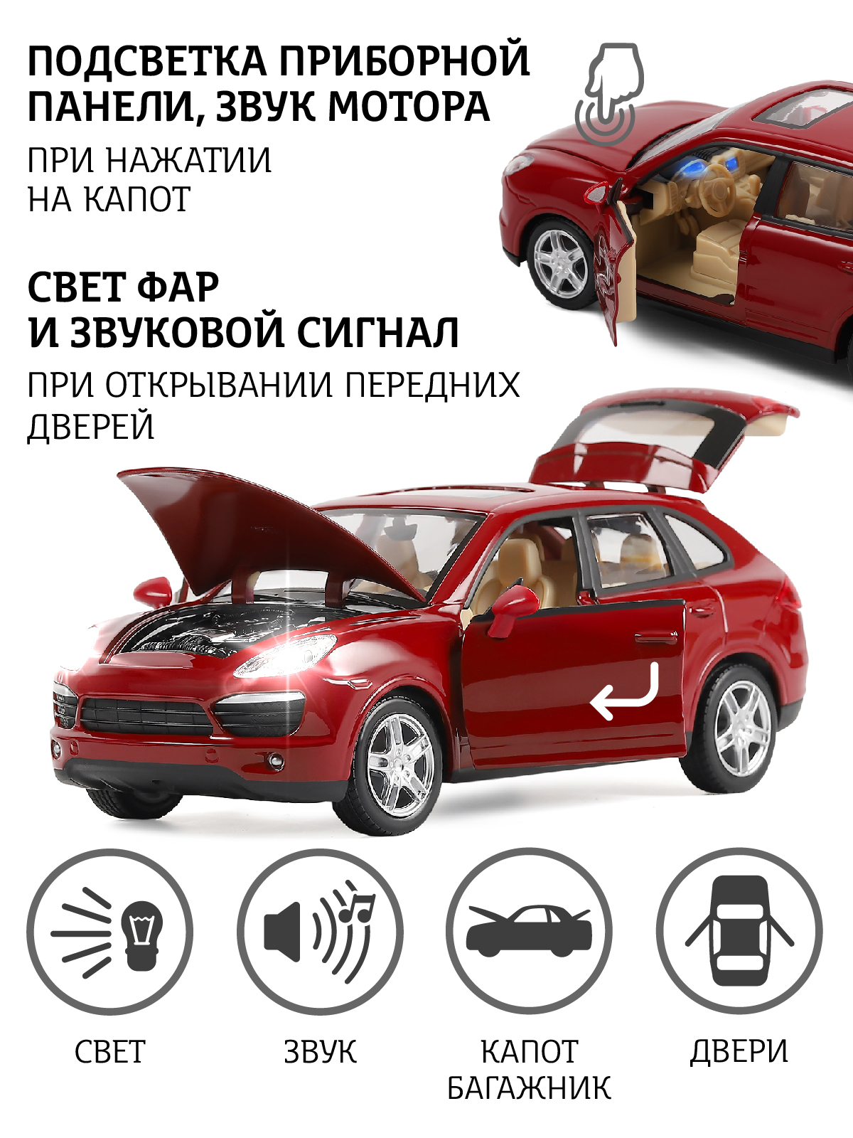 Внедорожник АВТОпанорама Porsche Cayenne S 1:24 JB1251131 - фото 2